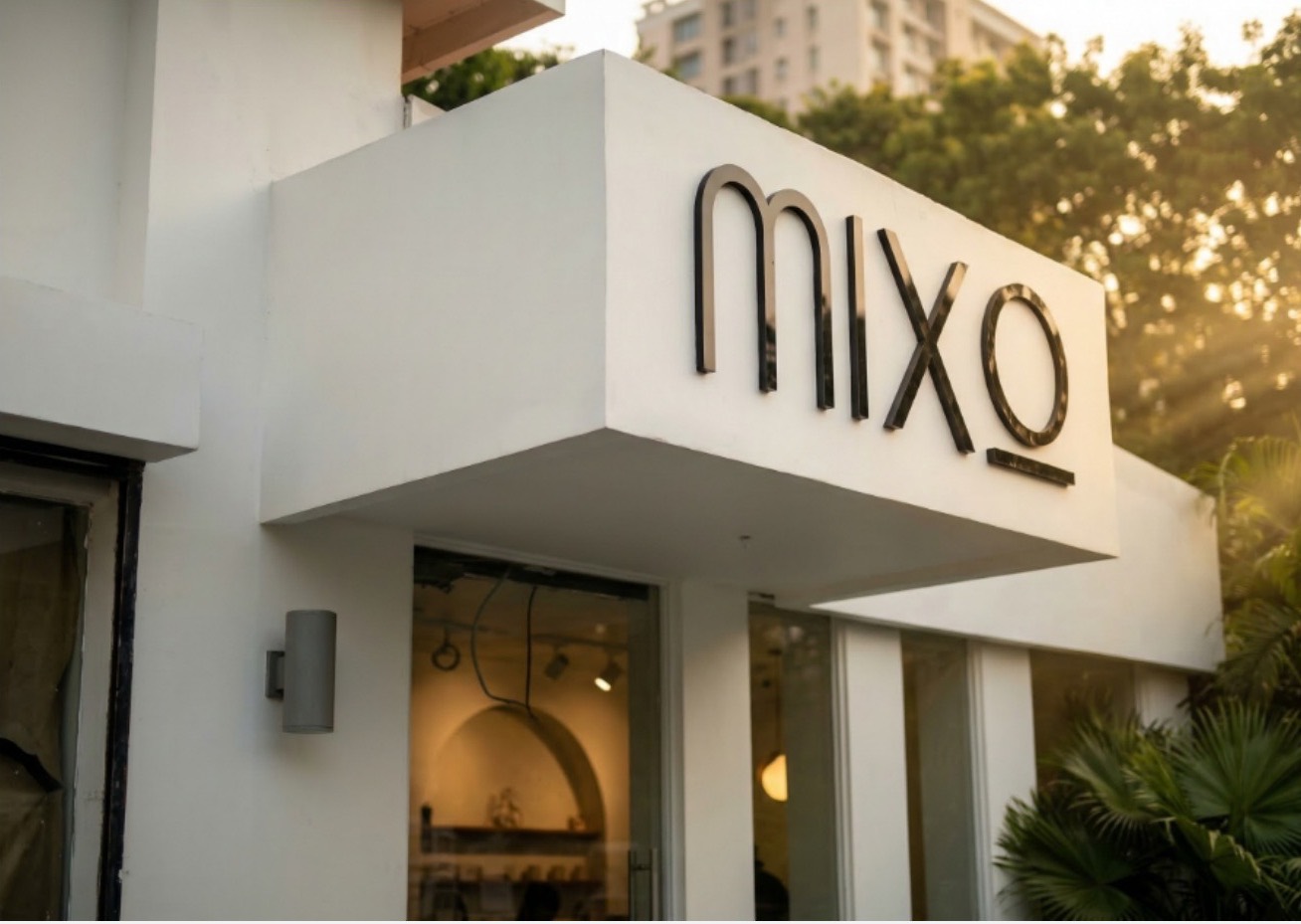 Letrero corpóreo de Mixo: Letrero iluminado