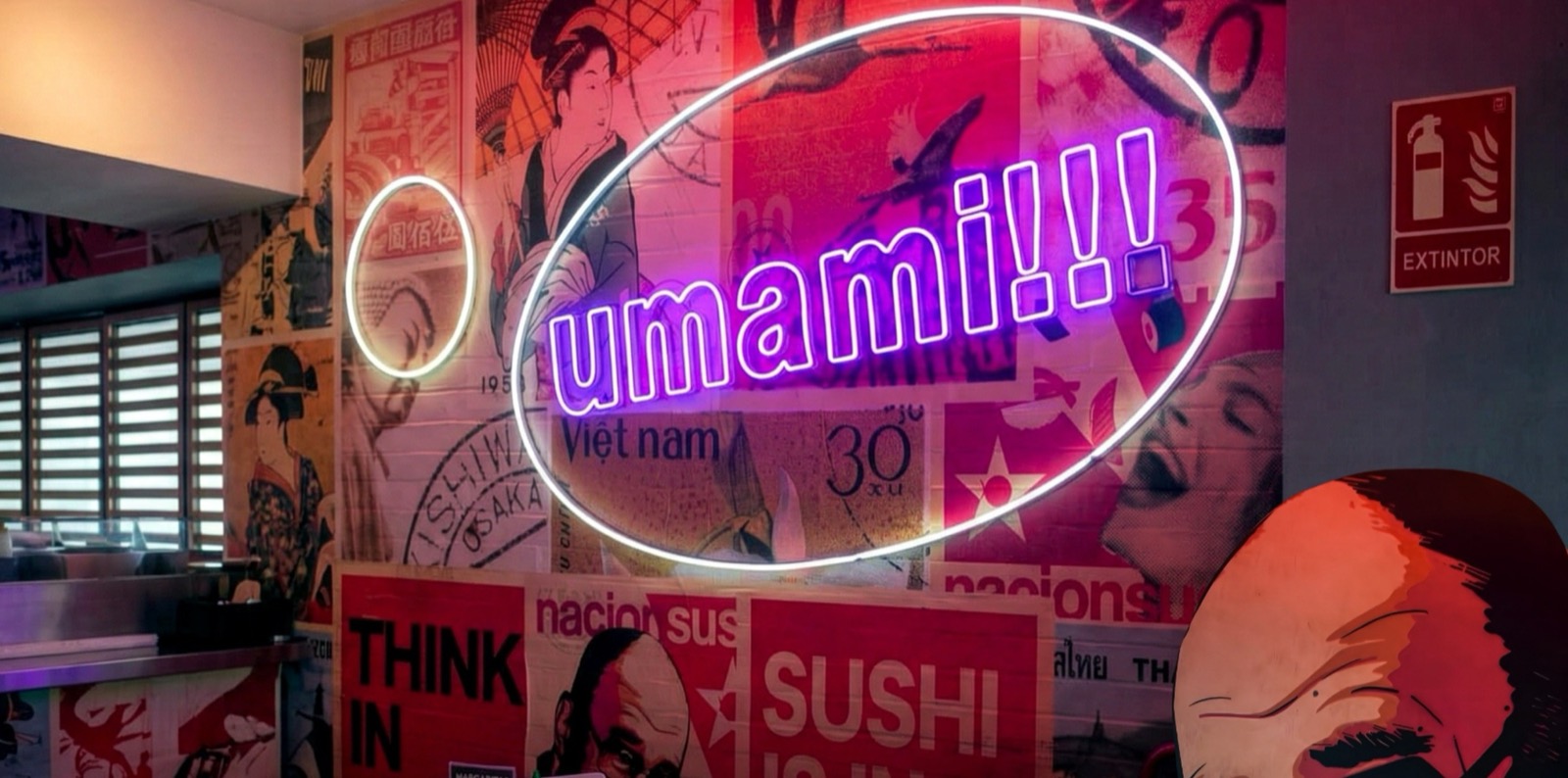 Neón para Nación Sushi: «umami!!!»